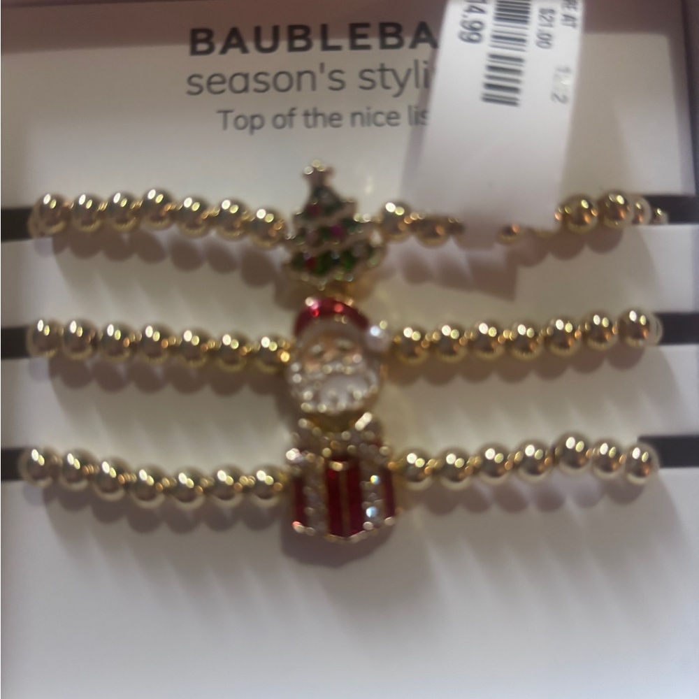 BaubleBar Festive Gold Bracelet Trio Christmas